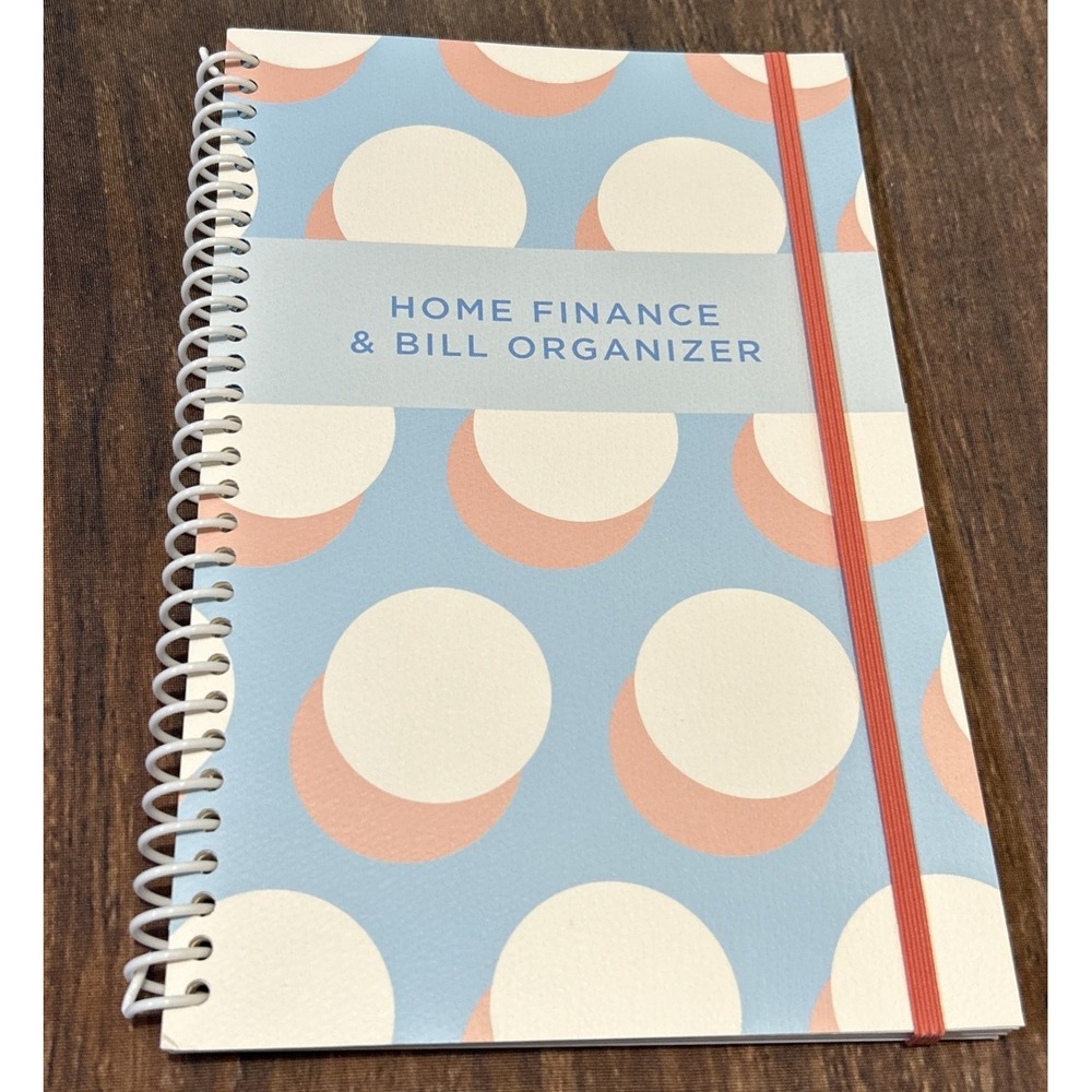 Home Finance Bill Organizer w/ Monthly Pockets Budget Planner Blue/White/Peach